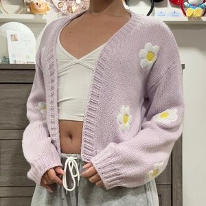 Cute Purple Flower Cardigan
